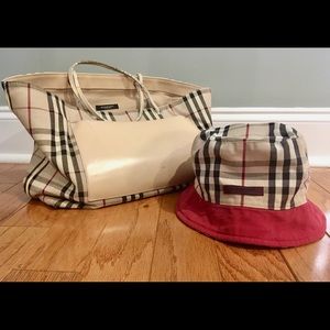 Burberry Canvas Tote Bag and Bucket Hat